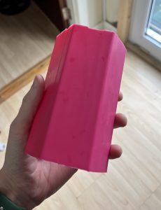 Picture of a pink hexagonal mould made using the RotoRocket